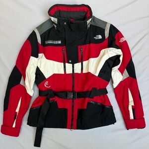 vintage The North Face Steep Tech ski jacket in a red, black, and white